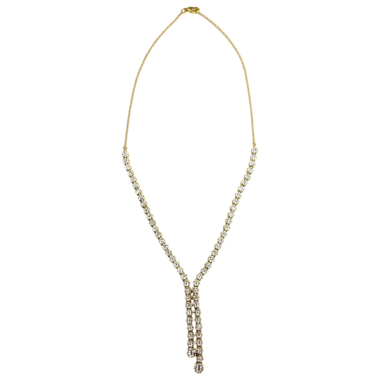 Collana Donna Re Mida Tennis Argento Dorato Fiori Zirconi Bianchi